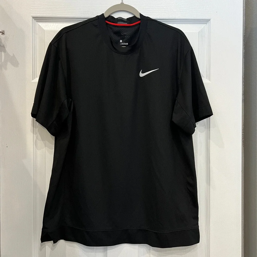Nike Training Shirt Polyester Mesh Black Athletic Performance Fitness Gymwear M